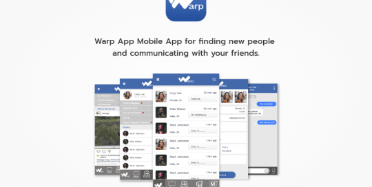 Warp app - Mobile App for finding new people and communicating with your friends.